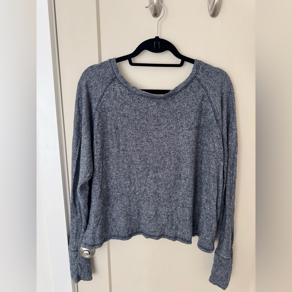 Project Social T Heathered Gray/Blue Open Back Sweater